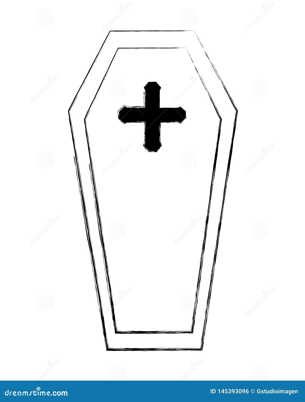 Wooden Coffin Cross Death Funeral Stock Vector Illustration Of 