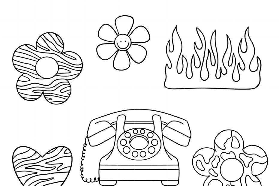 Y2k Nostalgia Outline Drawing Digital Clip Art For Scrapbooking