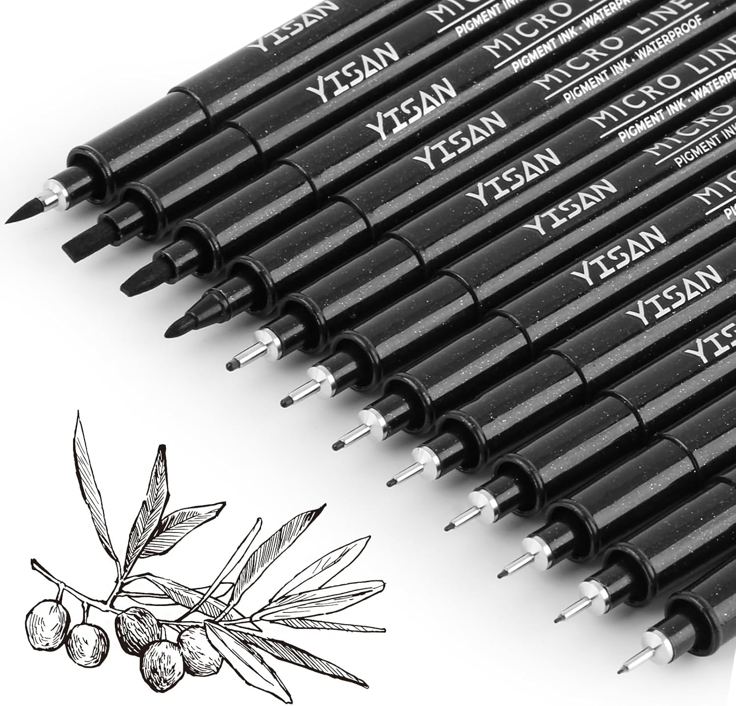 YISAN Black Drawing Pens 12 Art Pens Set Pena Tinta Indonesia Ubuy
